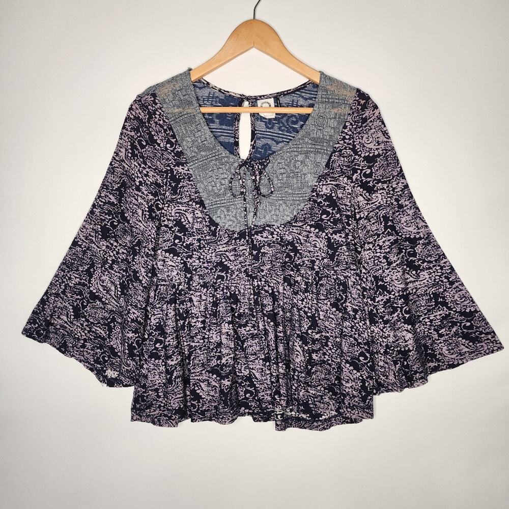 Anthropologie Akemi & Kin Purple Floral Boho Top Size XS